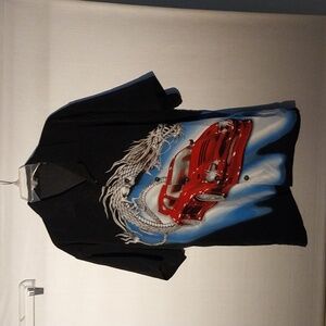 Men's Snakeyes black short sleeve button down shirt size L